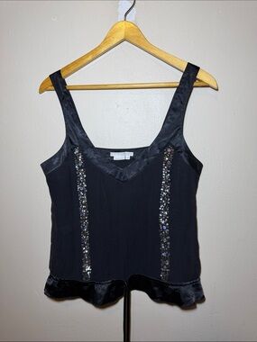 To the Max Black Sequin-Trim Tank Top